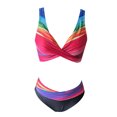 thumbnail image 3 of Aayomet Bathing Suits for Women High Waist Rainbow Print Triangle Bikini (Hot Pink, XL), 3 of 5