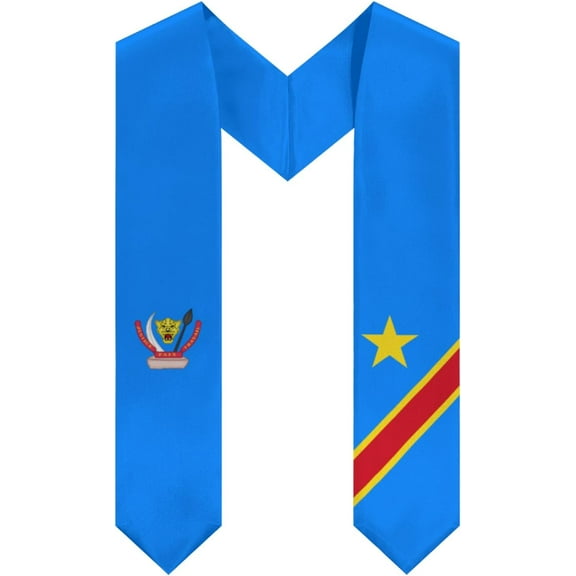 Democratic Republic of Congo Emblem Graduation Stole Shawl Sash Honor For Study Aboard International Students
