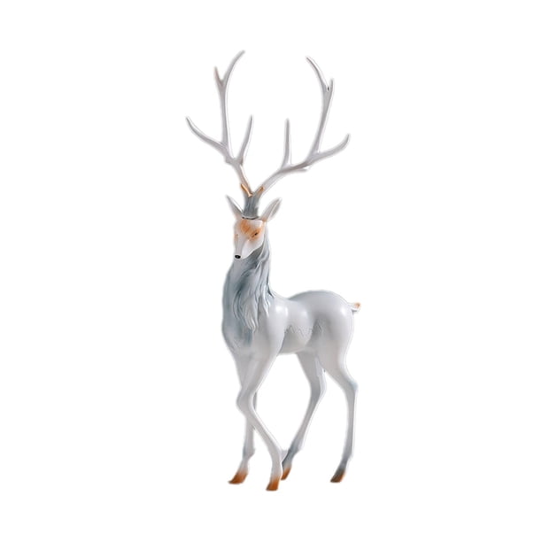 Figura de alce, escultura animal, resina coleccionable, adorno decorativo de mesa para Gris de pie