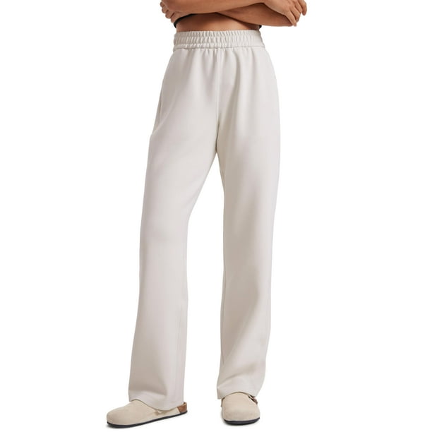 Pantalones deportivos CRZ YOGA SoftAura de pierna ancha para mujer, color blanco, talla M