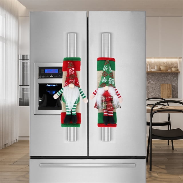 Matoen12 Christmas Refrigerator Door Handle Protector Christmas Home Decoration Kitchen Appliance Decoration Set