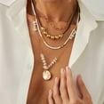 thumbnail image 3 of NICKSUN Vintage Boho Beaded Clavicle Chain Necklace Sun Pendant Stackable Necklace Long Multi-layered Bead Tassel Necklace Summer Beach Jewelry for Women, 3 of 9