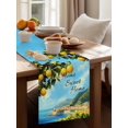 thumbnail image 3 of Lemon Summer Seaside Island Table Runner 13x60in Non-Slip Cotton Linen Table Runners, Green Watercolor Leaves Dresser Scarves TableRunner for Dinner Kitchen Dining Wedding Party, 3 of 9