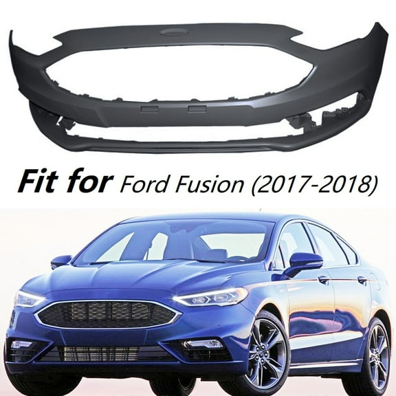 Front Bumper Cover Unpainted Fit for Ford Fusion (2017-2018), without Park Assist Sensor Hole, 17-18 Fusion Bumper Cover