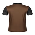 thumbnail image 4 of Ceisia Men's Color Block Half Zip Short Sleeve Polo Shirt With Stripe Detail Coffee L Gift, 4 of 7