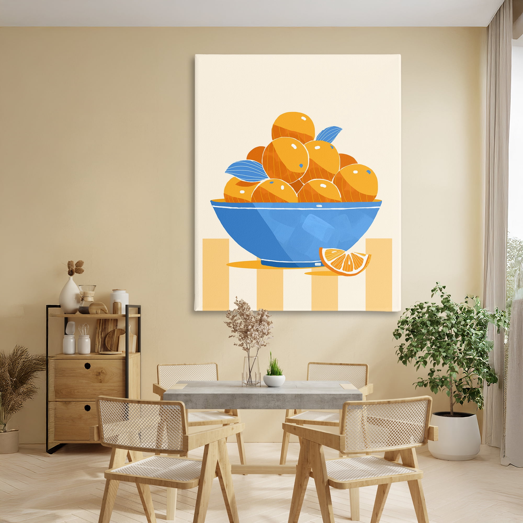 Stupell Industries Orange Citrus Bowl Striped Canvas Wall Art, design by Lucca Sheppard