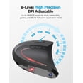 thumbnail image 4 of Ergonomic Mouse Rechargeable Bluetooth - 4800 DPI Vertical Mice 6 Adjustable Levels, Wireless Optical Carpal Tunnel Mouse Right Hand, Multi Device for Laptop, PC, Computer, MacBook - Grey, 4 of 8