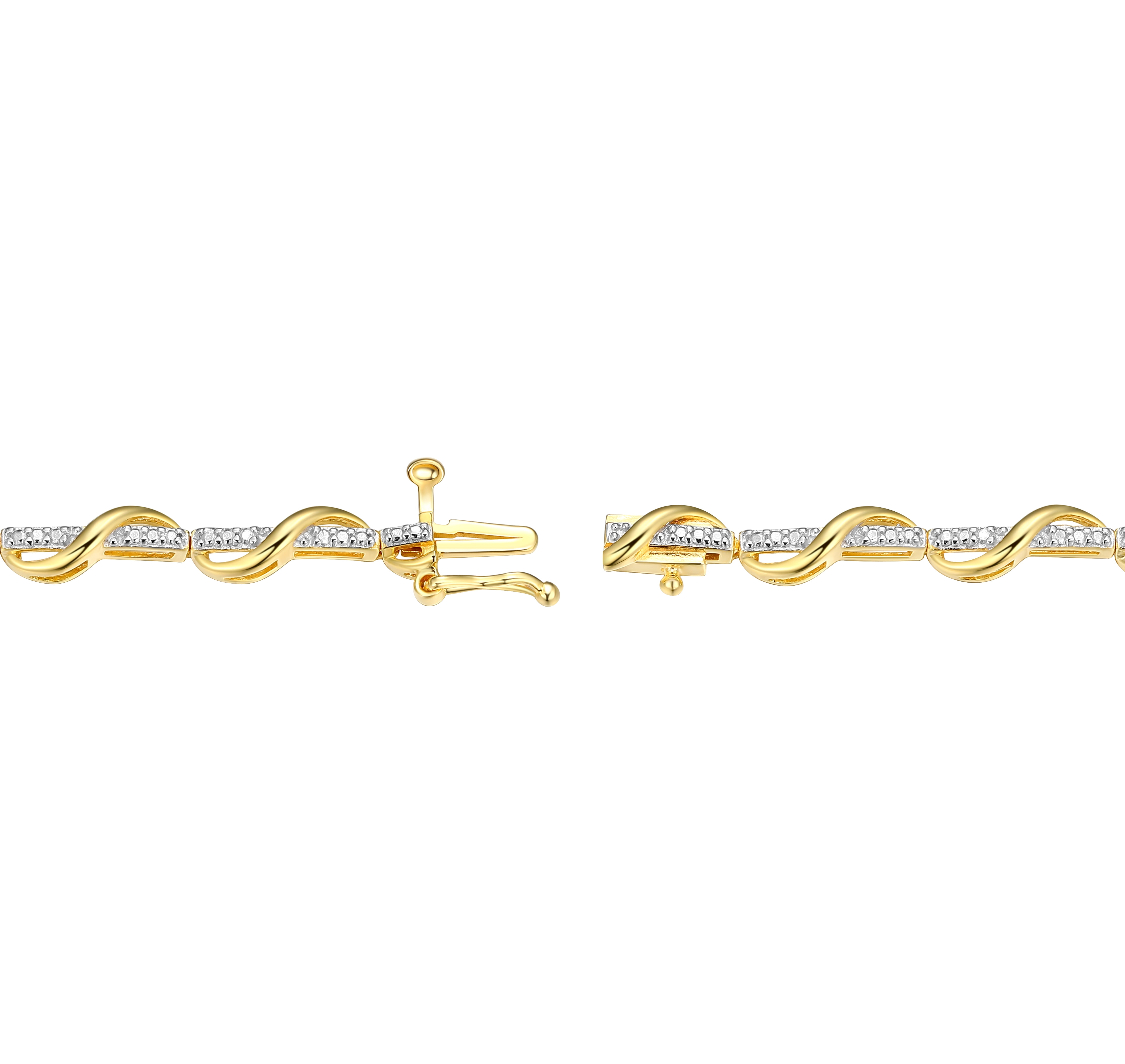 Forever Facets 1/10 cttw Diamond Twist Bracelet in 18k Yellow Gold over Sterling Silver, Adult Female