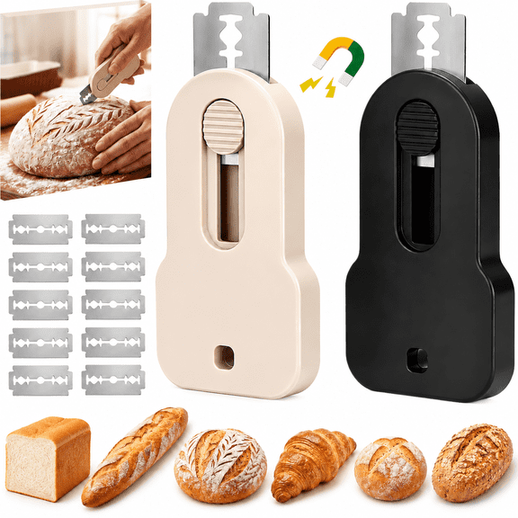 H HEYMKGO 2-Pack Bread Lame Kit, Extendable Sourdough Scoring Tool with 10 Standard Razor Blades (2.6 Inch Handle), for Homemade Bread Making & Scoring