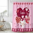 thumbnail image 6 of Pink Valentines Day Shower Curtain Set - 48" x 72" Washable Bathtub Curtain with 12 Hooks, Love Hearts Romantic Farmhouse Waterproof Fabric Stall Shower Curtains for Bathroom/Bathtub Décor, 6 of 6