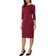 thumbnail image 4 of Vestido Houndstooth Inspire Chic para mujer, elegante, de manga 3/4, con cintura ceñida, tipo bodycon, XL, rojo, 4 of 6