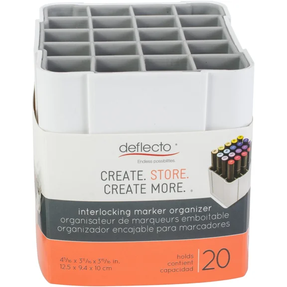 Deflecto Interlocking Marker Organizer-White, 4.4"Wx4.3"Hx4"D