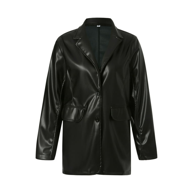 Vintage black leather blazer sales