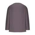 thumbnail image 5 of Fashion Olyvenn Cotton Linen Henley Tops for Women Casual Long Sleeve Loose Fit Scoop Neck Blouses High Low Peasant Tunic Tops Purple L, 5 of 6