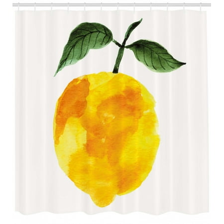 Yellow And Orange Shower Curtain Hand Drawn Lemon Watercolors