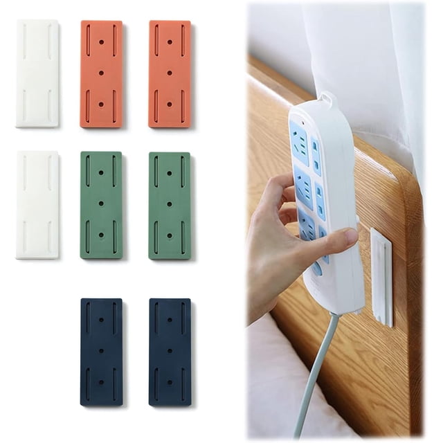 ZOUSSIQI Self-Adhesive Desktop Socket Fixer,Self Adhesive Power Strip Holder,Cable Management Punch Free Surge Protector,Desktop mountable Plug-in Socket Fixer Bracket Stand (8PCS) CA919-62238