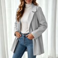 thumbnail image 3 of EANJE Women's Fleece Blend Swing Coat Soft Casual Collared Long Sleeve Jacket Loose Casual Solid Color Fall Winter Outerwear Gray M, 3 of 5