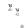 thumbnail image 2 of Delight Jewelry Silvertone 3-D Clear Crystal Spider Silvertone Antiqued Butterfly Post Earrings, 2 of 4