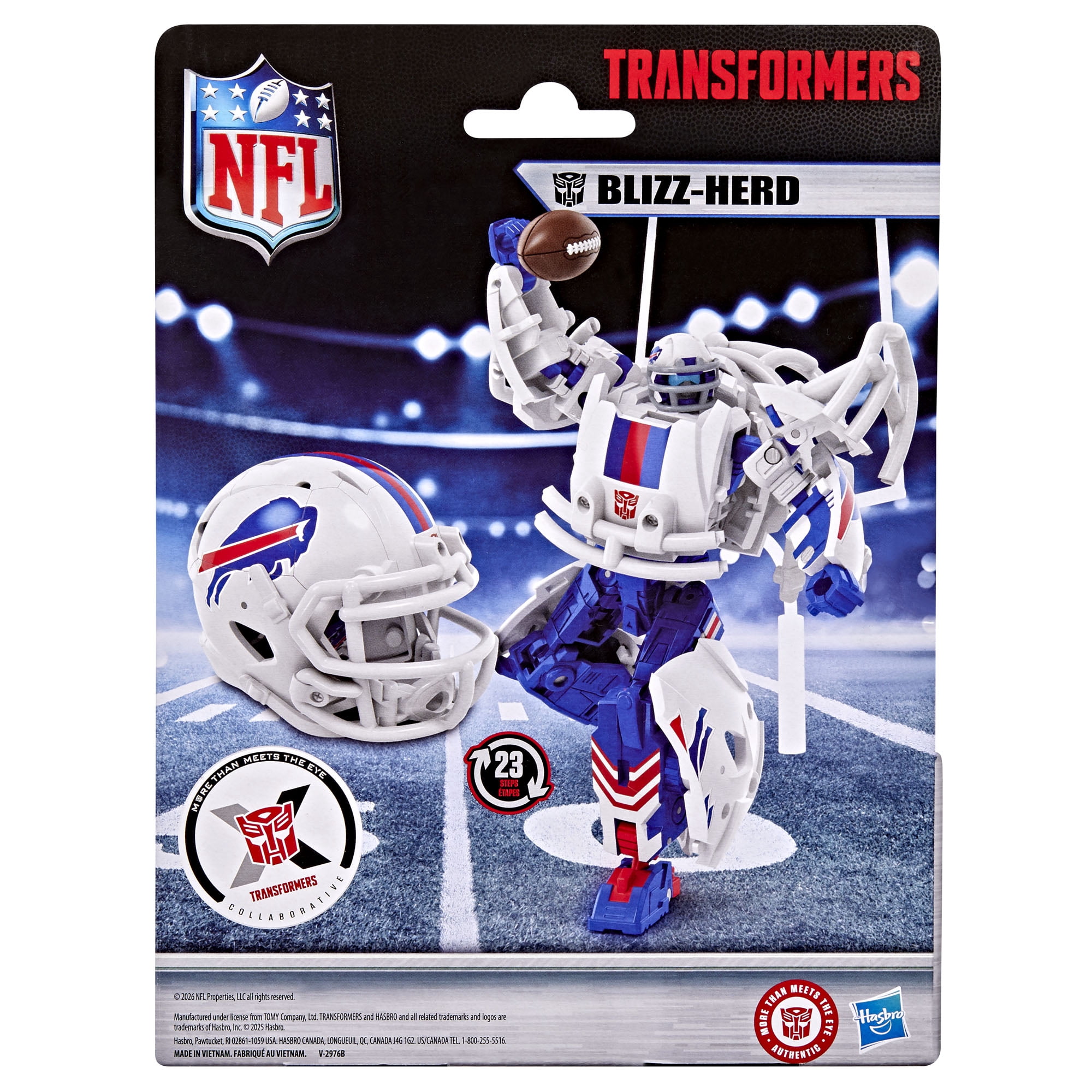 Transformers Toys NFL Buffalo Bills Blizz-herd, 5.5" Collectible Action Figure, 8+