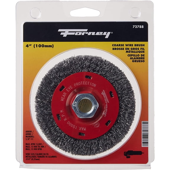 Forney Industries Wire Wheel, Crimped, 4 in x .012 in x 5/8 in-11 Arbor
