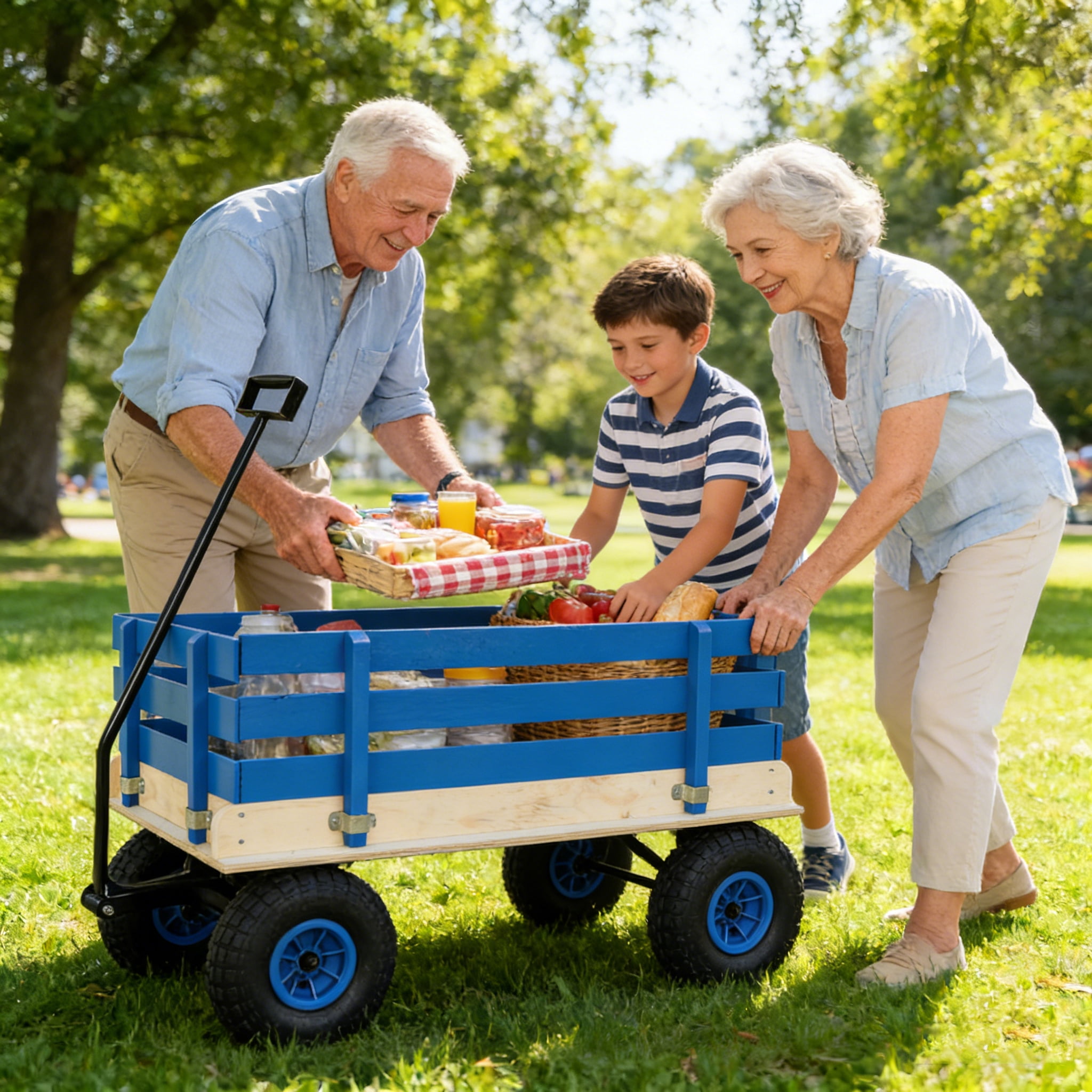 Wooden Household Trolley for Children Toy Transportation/Garden Tool Cart/Outdoor Portable Trolley