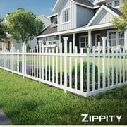 30in H x 56.5in W (2 Panels) No Dig Zippity Madison Fence Panel Kit, No Dig Fence Panels, White Vinyl Fence for Yard, Temporary Fence for Backyard, White Picket Fence Garden Border, DIY Fence ZP19001