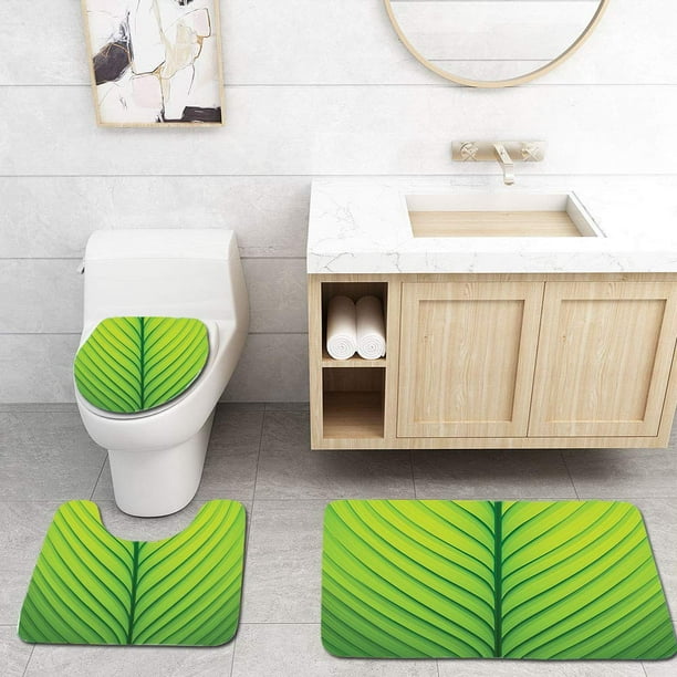 Chaplle Green Wavy Striped Texture A Green Leaf Macro Close Up Graphic Fresh Plant Lime 3 Piece Bathroom Rugs Set Bath Rug Contour Mat And Toilet Lid Cover Walmart Com Walmart Com