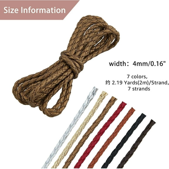 1 box 15.33 Yard 4mm PU Leather Cords 7 Colors Round Genuine Leather Strap Folded Bolo Tie Cord Rope Lace for Jewelry and Craft Designs
