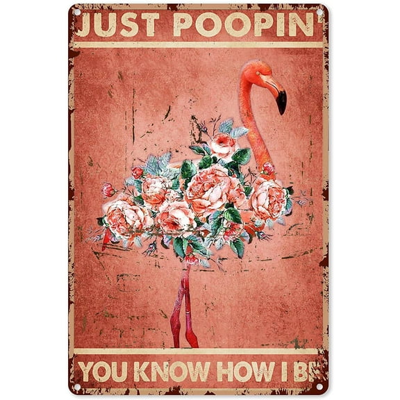 Funny Flamingo Gifts Just A Girl Who Loves Flamingos and Beaches Tin Sign Decoration Vintage Chic Metal Poster Wall Decor Art Gift for Party Bathroom Bedroom 12x8 inch