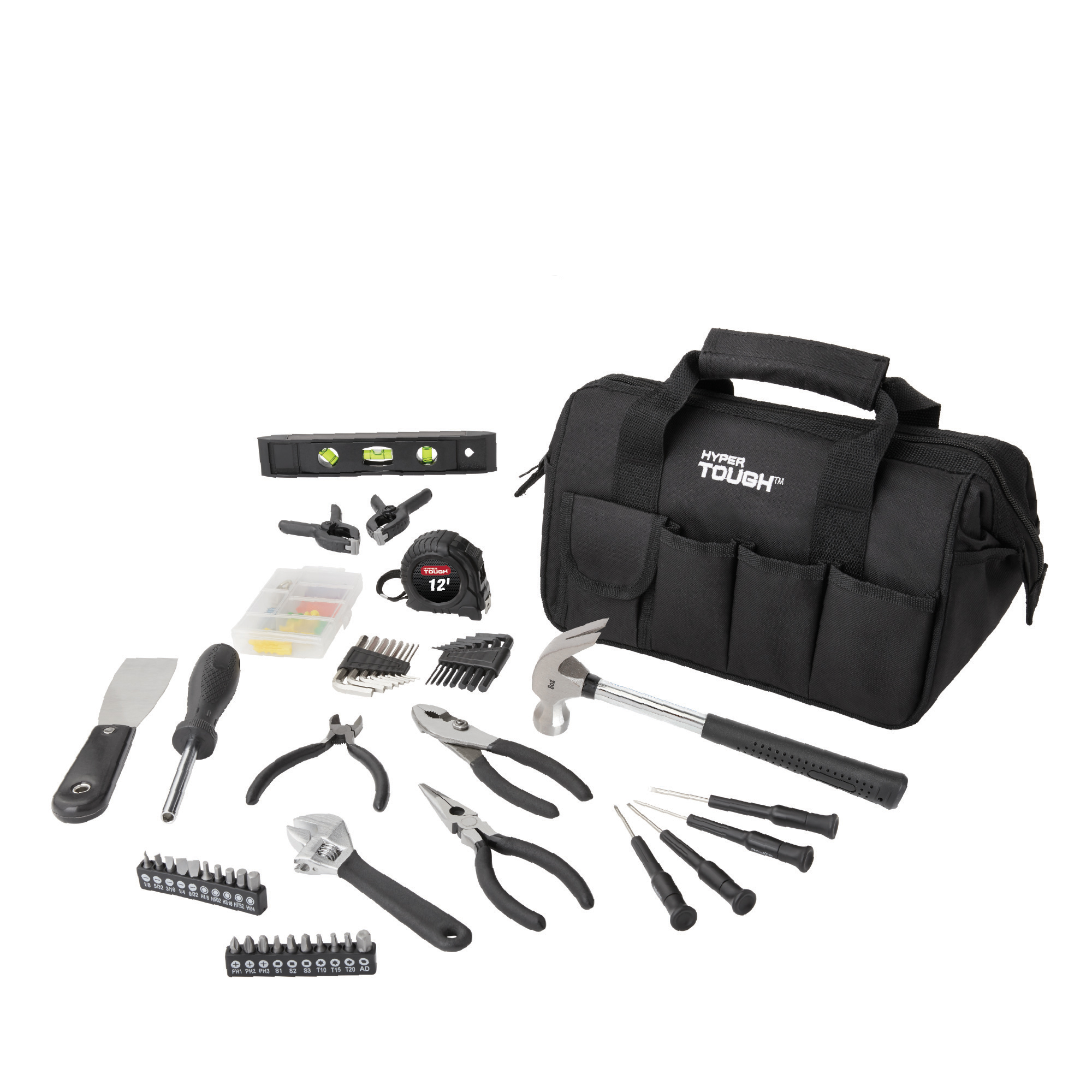 Hyper Tough 89-Piece Household Tool Set with 12-Pocket Bag