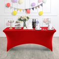 thumbnail image 5 of Spandex Table Cover for 6FT Table Universal Fitted Stretch Tablecloth for Party, Banquet, Wedding and Events - Red, 5 of 5