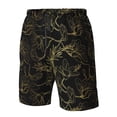 thumbnail image 4 of Cauagu Gold Gloss Outline Floral Print Men's Swim Trunks,Hawaiian Bathing Suit Swimsuits Beach Shorts with Pockets for Men Quick Dry Swimming Board Shorts-Medium, 4 of 6