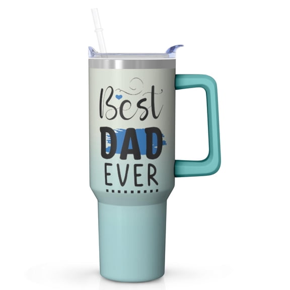 40oz Tumbler Cup for Dad Gift, Best Dad Ever Design, Double Wall Vacuum Insulated Stainless Steel with Straw Lid, Perfect Present for Daddy on Father's Day, Christmas, Birthday from Kids
