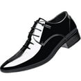 thumbnail image 2 of Tawop Dress Shoes Men Faux Leather Casual Dress Shoes Comfy Business Lace Up Soft Sole Oxfords Black Size:5.5, 2 of 9
