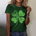 thumbnail image 4 of mihongmao Shamrock Print T Shirts for Women Ladies and Gentlemen's Casual St. Patrick Print Short Sleeved Round Neck Top Green L, 4 of 7