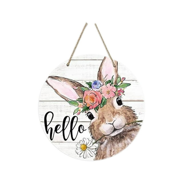 Easter Door Decorations Easter Wooden Sign Hanging Rabbit Welcome Door Sign Wholesale Festival Atmosphere Background Wall Decoration Wooden Crafts Welcome Door Sign