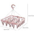 thumbnail image 4 of Underwear clothes hanger with 32 clips Foldable clothespin clothes horse Windproof hanger-Rosa, 4 of 5
