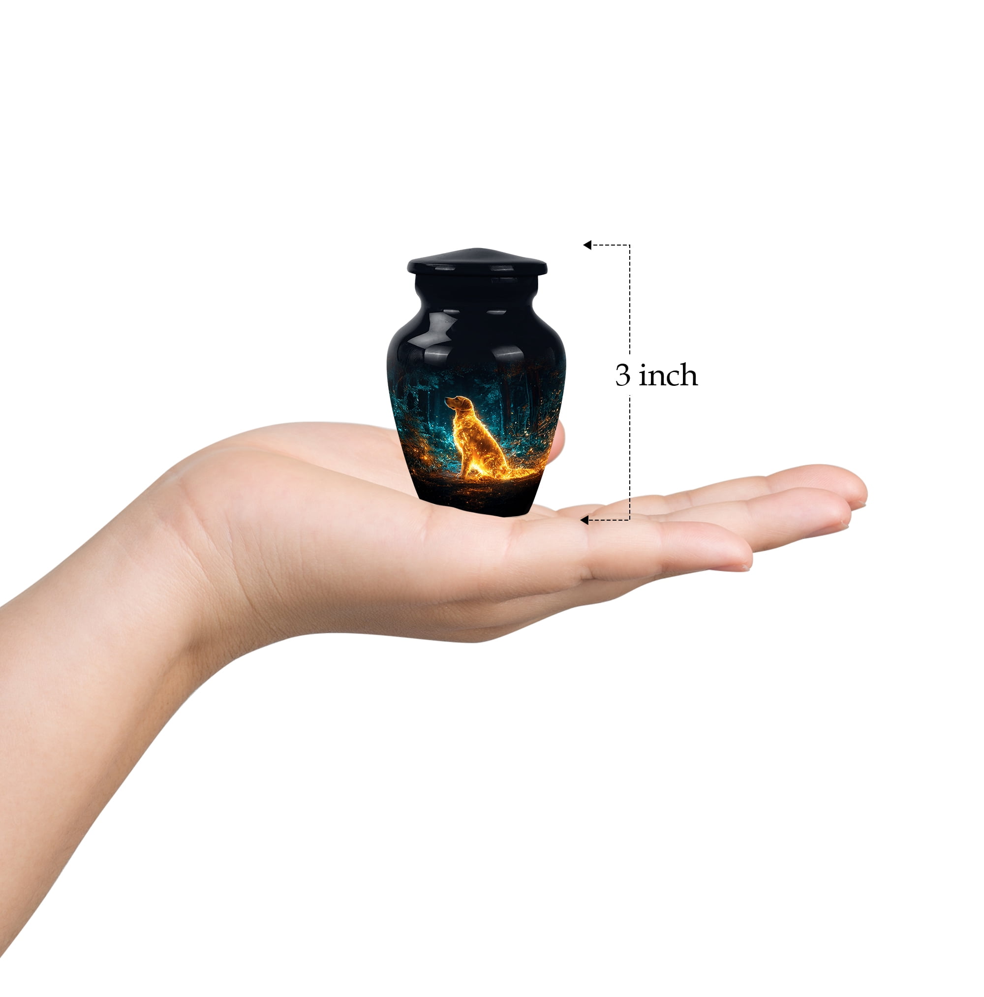 Dog Cremation Urns For Human Ashes Adult Female Small 3 Inch, Black Cremation Urns For Adult, Blue Urn Keepsake Human Ashes