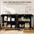 thumbnail image 6 of EastVita Set of 2 Rattan Sideboard Buffet Cabinet with 2 Doors Farmhouse Kitchen Storage Cabinet with Adjustable Shelf Wood Cupboard Accent Buffet Table for Entryway Dining Room and Living Room-Black, 6 of 7