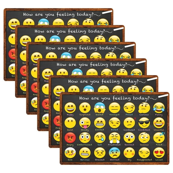 Smart Poly Computer Mouse Pad, 8" x 10", How are You Feeling, Pack of 6