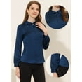 thumbnail image 2 of Camisa elegante de satén con cuello vuelto y manga larga para mujer Azul marino XS, 2 of 4