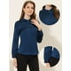 thumbnail image 2 of Camisa elegante de satén con cuello vuelto y manga larga para mujer Azul marino XL, 2 of 4