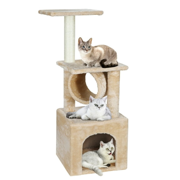 ZENY 37" Cat Tree Condo Scratching Post Tower Indoor Kittens Trees Beige