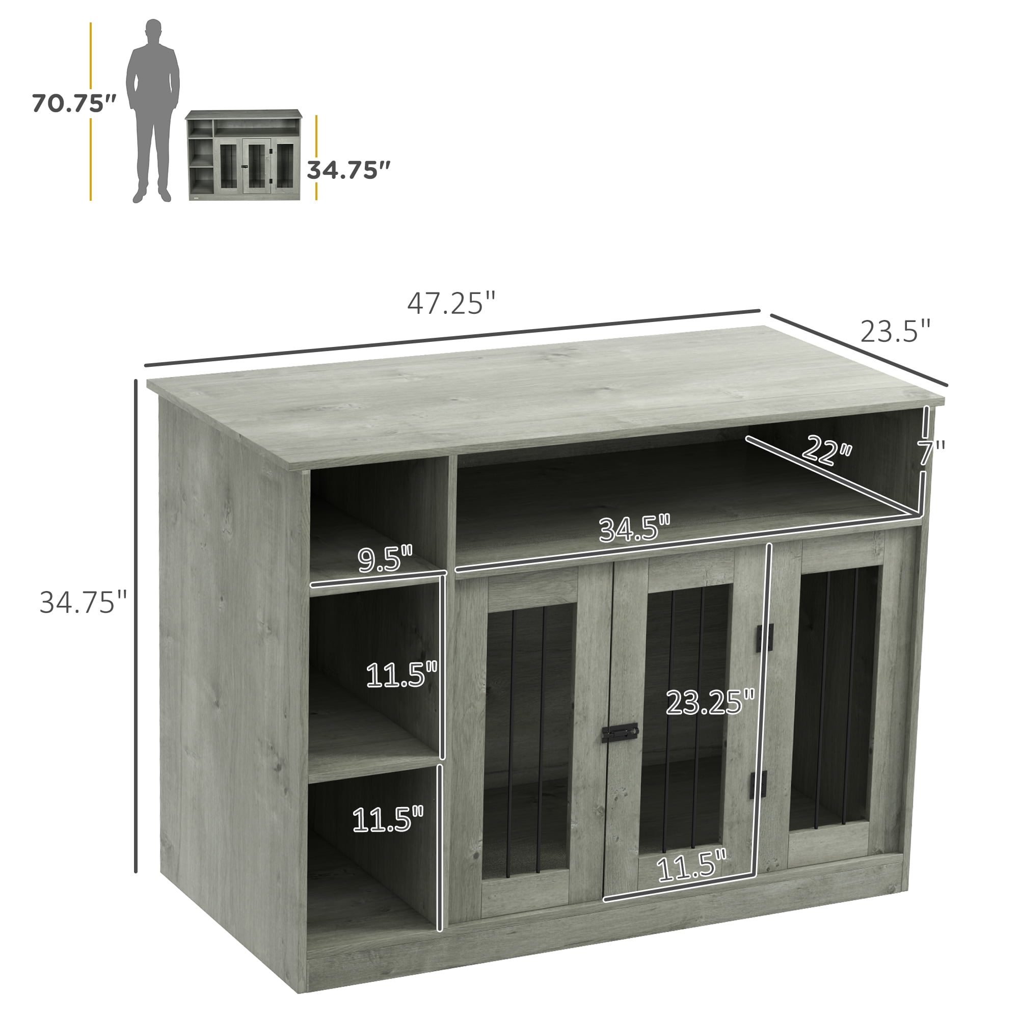 PawHut Furniture Style Dog Crate End Table W/ Adjustable Shelf Storage Space