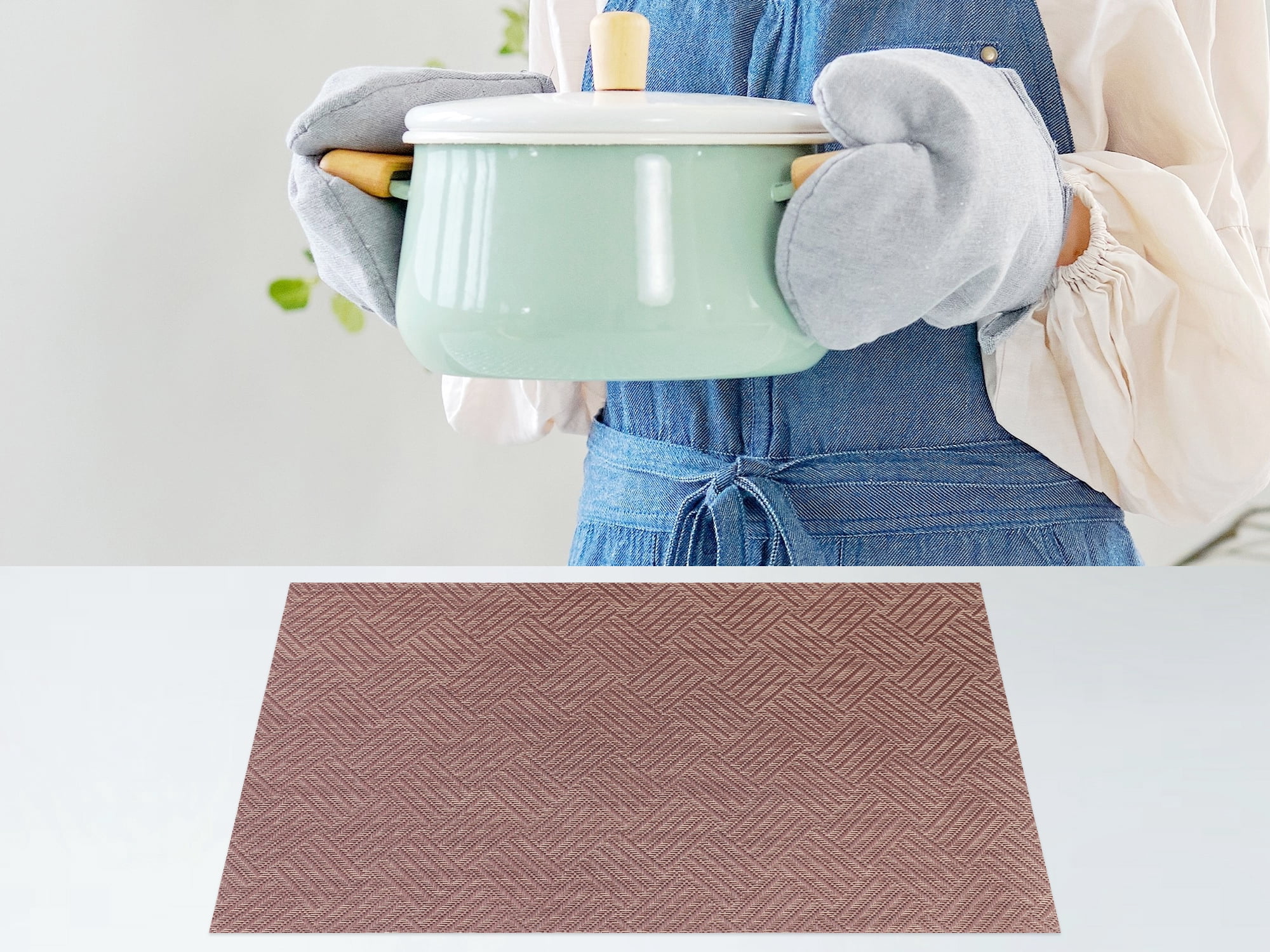 Unique Bargains 6 Pack Polyvinyl Chloride Placemats for Kitchen Dining Table Bronze