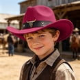 thumbnail image 2 of Bobifish Boys Cowboy Hat Wide Brim Cowboy Hat With Bull Decoration Holiday Casual Activity Hat For Sun Protection, 2 of 4