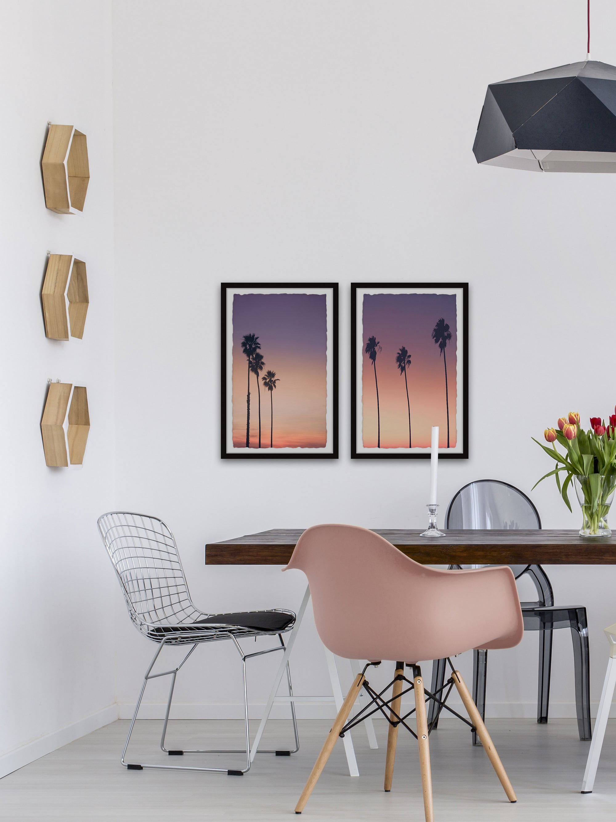 Marmont Hill Dawn and the Palm Trees Diptych, 36" x 48"