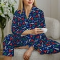 thumbnail image 6 of Rateoe sharks turtles Pattern Womens Pajamas Set Long Sleeve Sleepwear Button Down Nightwear Soft Cotton Pj Lounge Sets-Medium, 6 of 7
