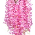 thumbnail image 4 of 12 Pack Artificial Flowers Silk Wisteria Vine Ratta Hanging Flower (Red), 4 of 5