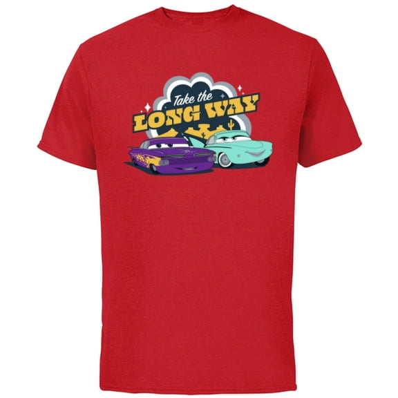 Disney PIXAR Cars on the Road Ramone & Flo - Short Sleeve Cotton T-Shirt for Adults - Customized-Red